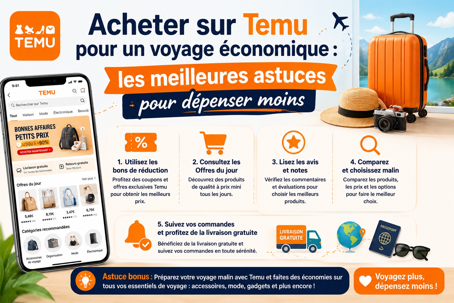 Acheter sur Temu pour un voyage économique : les meilleures astuces pour dépenser moins