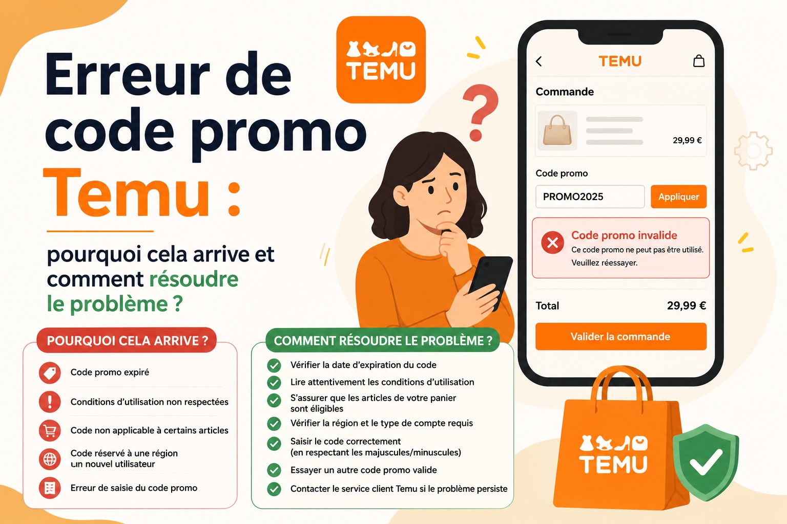 Erreur de code promo Temu : pourquoi cela arrive et comment résoudre le problème ?